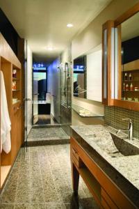 弗农Sparkling Hill Resort and Spa - Adults-Only Resort的设有带步入式淋浴间和盥洗盆的浴室
