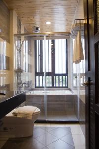 吉安BUDDY 35的带淋浴、卫生间和浴缸的浴室