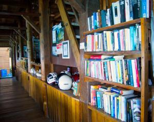沙璜弗莱迪斯萨代萨莫提加度假酒店的一排书架上满是书籍