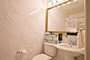 米尔布雷The Millwood的一间带卫生间、水槽和镜子的浴室