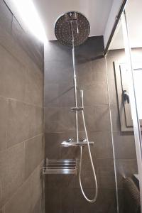 赫罗纳Flateli Canalejas的浴室内配有淋浴和头顶淋浴
