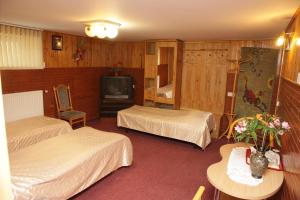 阿利图斯Guest House Linas的酒店客房设有两张床和电视。