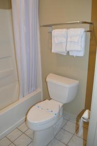 佩索罗伯斯巴基特旅馆的一间带卫生间、淋浴和毛巾的浴室