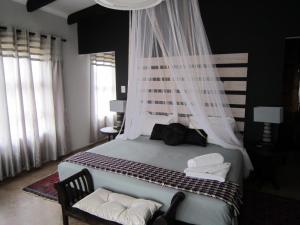 玛洛斯帕克Nathi Kruger View Guest House的一间卧室配有一张带天蓬的大床