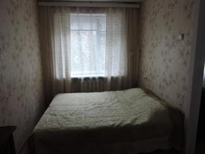 纳尔瓦约埃苏Karja 5 Apartment的一间小卧室,配有床和窗户