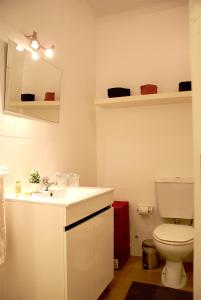 波尔图Nove Julho Apartment的浴室配有白色水槽和卫生间。