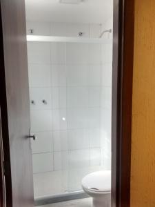 里约热内卢桑塔纳市区酒店的一间带卫生间和淋浴的浴室
