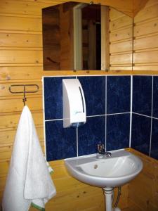 卡利卡尔尼尼宾馆的一间带水槽和纸毛巾分配器的浴室