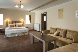 兹拉托格勒Emmar Zlatograd的酒店客房,配有床和沙发