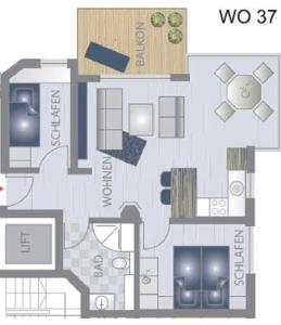 格罗森布罗德Apartment Seestern的房屋的平面图