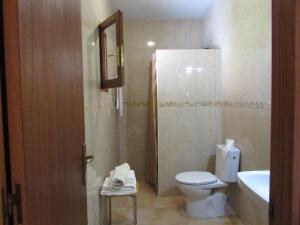 伊斯费古耶拉尔海滩费雷尔公寓酒店的浴室配有卫生间、盥洗盆和淋浴。