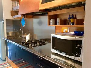 马里迪莫Dimora Tipica Vista Mare的厨房配有炉灶和微波炉。