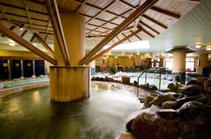 札幌札幌果子王國度假酒店的一座大建筑里的一个大型水池
