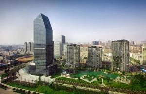 宁波南苑环球酒店的城市空中景观高楼
