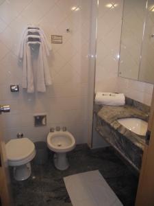 普雷图河畔圣若泽Augustus Plaza Hotel的一间带卫生间和水槽的浴室