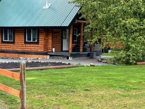 Log lofted rustic cabin in woods
