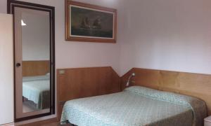 Lentate sul Seveso阿菲塔朱迪西旅馆的一间卧室配有一张床和镜子