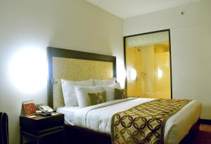 班加罗尔班加罗尔普莱的酒店的酒店客房设有一张大床和电话