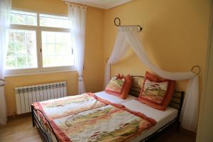 卡斯特罗卡尔德拉斯Casa DoDo的一间卧室配有一张带天蓬的床