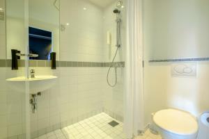 巴勒鲁普伯乐奥普兹利普酒店的带淋浴、卫生间和盥洗盆的浴室
