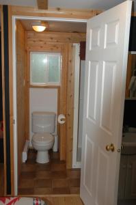 克利尔沃特Gurus Of Gravel Bike Retreat Guest Cabin的一间带卫生间和窗户的小浴室