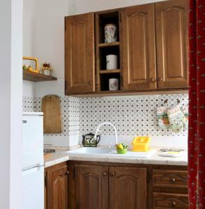 恩特拉奎House I Cardi by Holiday World的一个带木制橱柜和水槽的厨房