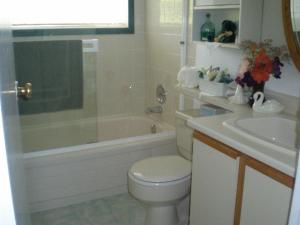 纳奈莫岛景住宿加早餐酒店的带浴缸、卫生间和盥洗盆的浴室