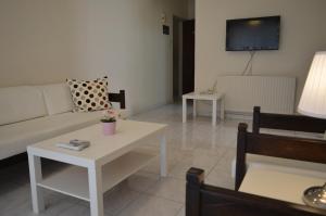 利马索尔利马索尔罗德斯酒店公寓的客厅配有沙发和桌子