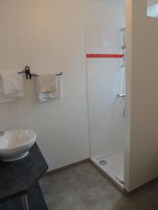 米拉康塔尔领导酒店及餐厅的一间带水槽和淋浴的浴室
