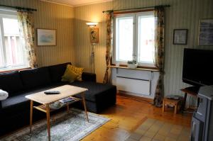 Karungi艾达斯图加山林小屋的客厅配有沙发和桌子