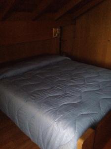 圣马蒂诺-迪卡斯特罗扎Villa San Martino的木制客房内的一张蓝色大床
