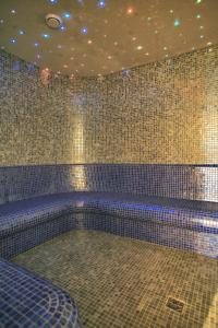 扎科帕内罗格斯酒店的一间设有蓝色瓷砖桑拿浴室的客房