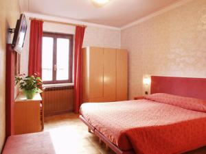 埃多洛Euro Hotel的一间卧室设有一张大床和一个窗户。