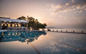 普拉塔尼亚斯蓝色圆顶酒店的一座位于海滨度假胜地的游泳池