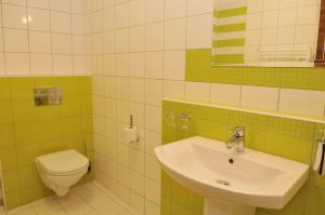洛约什米热迷兹汽车旅馆的一间带水槽和卫生间的浴室
