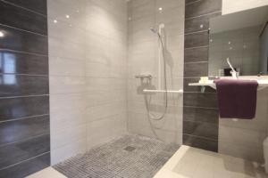 Le Theil-sur-Huisne鸣钟旅馆的带淋浴和盥洗盆的浴室