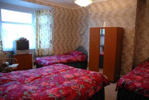 克利索普斯Brookfield Guesthouse的一间酒店客房,设有两张床和电视