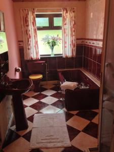 克利夫登Eriu Lodge的带浴缸、水槽和窗户的浴室