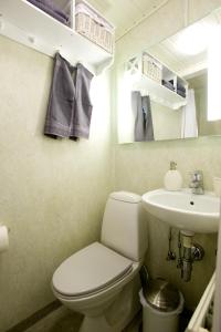 里伯登加姆勒考曼茨咖住宿加早餐旅馆的一间带卫生间、水槽和镜子的浴室