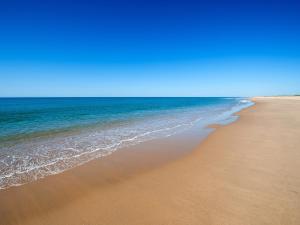 厄尔-汝姆披多富而特埃尔隆皮多水疗酒店的一片空旷的海滩,背靠大海