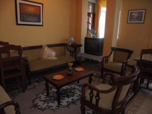 里奥班巴Chimborazo的客厅配有沙发、椅子和电视