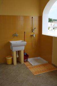 佩斯科勒海滨Casa Jacqueline Pescoluse的一间带水槽和淋浴的浴室