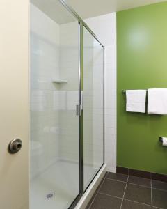 里贾纳东里贾纳司丽普酒店的浴室里设有玻璃门淋浴