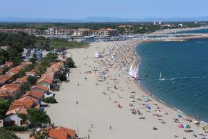 滨海阿热莱斯阿尔格里斯美尔&高尔夫港口公寓的海滩上有很多人