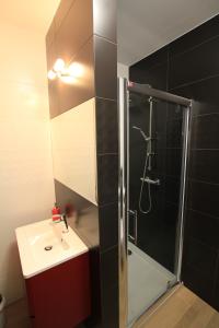 希维拉杜夫-兹德鲁伊Apartament Nowoczesny的带淋浴和盥洗盆的浴室
