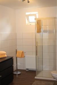 ErmstedtKleines Schmuckstück的带淋浴和卫生间的浴室