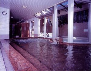 大阪斋桥格兰德桑拿胶囊旅馆的房子中间的水池