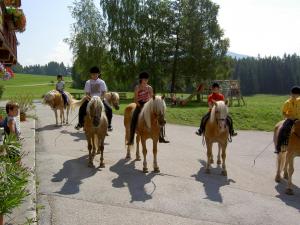 拉姆绍达赫斯坦斯托克威尔特酒店的一群骑着马在街上玩耍的孩子