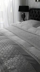 乌斯特卡Apartamenty De Soleil的一张床上的毯子