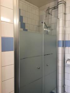 玛丽斯塔德维多利亚酒店的浴室里设有玻璃门淋浴